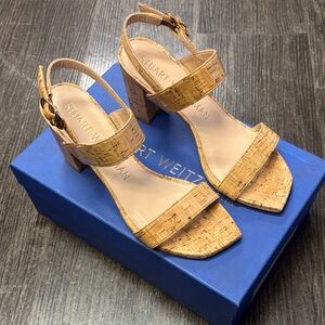 Stuart Weitzman Cork Block Heel Sandals